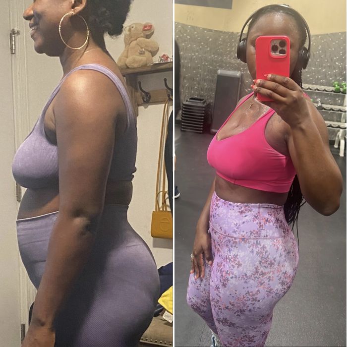A Guided Fit Mama member before and after